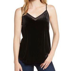 1.State Black Velvet Cami with Sheer Detail